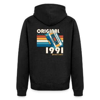 33e anniversaire mari février 1991 Mixtape Cassette - Veste à capuche bio Premium Unisexe - noir - Dos - Nico (187cm)