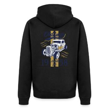 66. Geburtstag Oldtimer Juli 1958 Jahrgang 1958 - Unisex Premium Bio Zip Hoodie - Schwarz - Hinten - Nico (187cm)