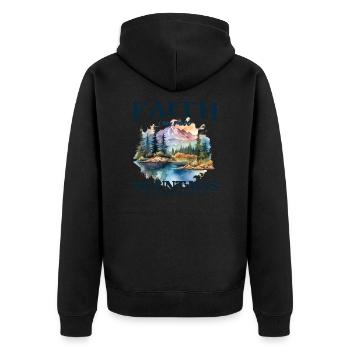 Faith can move Mountains, Matthew 17:20 - Unisex Premium Organic Zip Hoodie - black - Back - Nico (187cm)