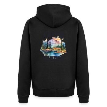Faith can move Mountains, Matthew 17:20 - Unisex Premium Bio Zip Hoodie - Schwarz - Hinten - Nico (187cm)