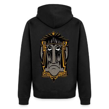 Tiki Moai Mask Aloha cool retro guardian spirit - Unisex Premium Organic Zip Hoodie - black - Back - Nico (187cm)