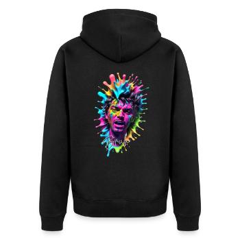 Splash Art 3D design in vivid pastel colors - Unisex Premium Organic Zip Hoodie - black - Back - Nico (187cm)