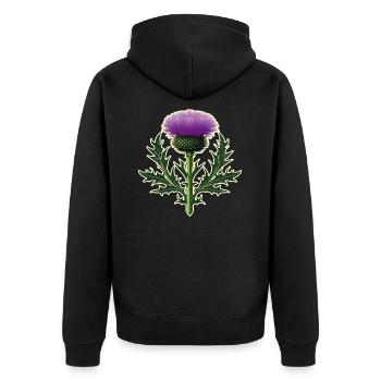 Wunderschöne Distel alls Wappen I - Unisex Premium Bio Zip Hoodie - Schwarz - Hinten - Nico (187cm)