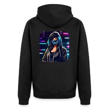 Fille Cyberpunk Cool - Veste à capuche bio Premium Unisexe - noir - Dos - Nico (187cm)