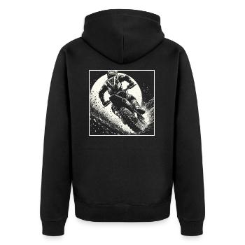 Manga Motocross Gift - Vintage Dirt Bike - Unisex Premium Organic Zip Hoodie - black - Back - Nico (187cm)