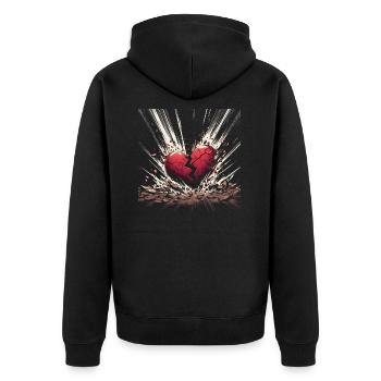 Broken Heart – Emotional Design for All - Unisex Premium Organic Zip Hoodie - black - Back - Nico (187cm)