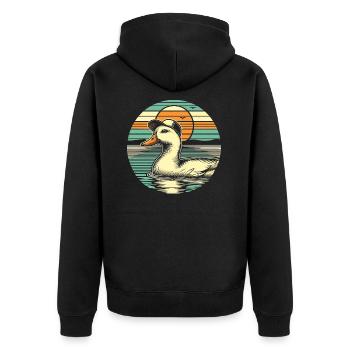 Canards cool - Rétro Vintage - Veste à capuche bio Premium Unisexe - noir - Dos - Nico (187cm)