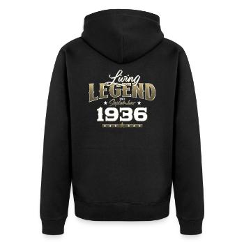 88e anniversaire Légende Septembre 1936 Volume 36 - Veste à capuche bio Premium Unisexe - noir - Dos - Nico (187cm)
