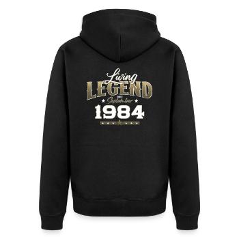 40e anniversaire Légende Septembre 1984 Volume 84 - Veste à capuche bio Premium Unisexe - noir - Dos - Nico (187cm)