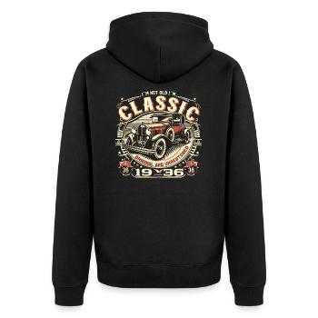 88th Birthday Vintage 1936 NOT OLD CLASSIC - Unisex Premium Organic Zip Hoodie - black - Back - Nico (187cm)