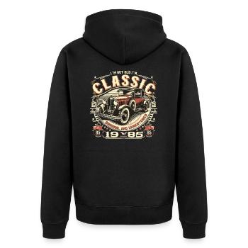 40e anniversaire Oldtimer 1985 PAS VIEUX CLASSIQUE - Veste à capuche bio Premium Unisexe - noir - Dos - Nico (187cm)
