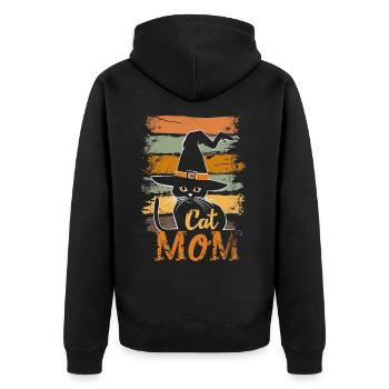 Chat d’Halloween disant chat maman - Veste à capuche bio Premium Unisexe - noir - Dos - Nico (187cm)
