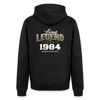 40e anniversaire Légende Novembre 1984 Volume 84 - Veste à capuche bio Premium Unisexe - noir - Dos - Nico (187cm)