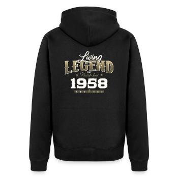 66e anniversaire Légende Novembre 1958 Volume 58 - Veste à capuche bio Premium Unisexe - noir - Dos - Nico (187cm)