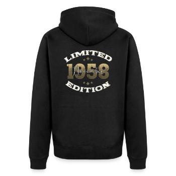 66e anniversaire Légende Novembre 1958 Volume 58 - Veste à capuche bio Premium Unisexe - noir - Dos - Nico (187cm)