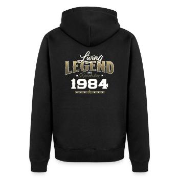 40e anniversaire Légende Décembre 1984 Volume 84 - Veste à capuche bio Premium Unisexe - noir - Dos - Nico (187cm)