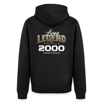 24. Geburtstag Vintage Dezember 2000 Jahrgang - Unisex Premium Bio Zip Hoodie - Schwarz - Hinten - Nico (187cm)