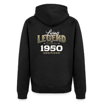 75th Birthday Original December 1950 Volume 50 - Unisex Premium Organic Zip Hoodie - black - Back - Nico (187cm)