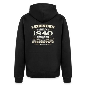 85. Geburtstag Geschenk Mann Original Februar 1940 - Unisex Premium Bio Zip Hoodie - Schwarz - Hinten - Nico (187cm)