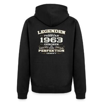 62ème anniversaire cadeau mari Original février 1963 - Veste à capuche bio Premium Unisexe - noir - Dos - Nico (187cm)