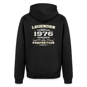 49th Birthday Gift Husband Original February 1976 - Unisex Premium Organic Zip Hoodie - black - Back - Nico (187cm)