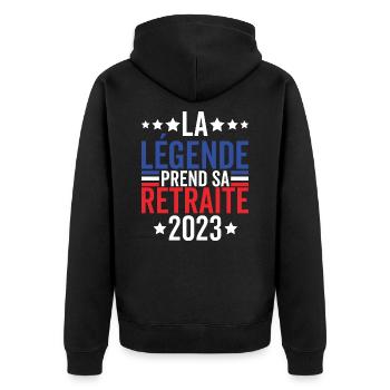 La Légende Prend Sa Retraite 2023 Retraité 2023 - Veste à capuche bio Premium Unisexe - noir - Dos - Nico (187cm)
