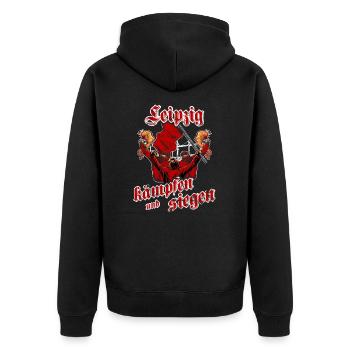 Leipzig kämpfen und siegen - Unisex Premium Bio Zip Hoodie - Schwarz - Hinten - Nico (187cm)