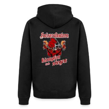 Kaiserslautern kämpfen und siegen - Unisex Premium Bio Zip Hoodie - Schwarz - Hinten - Nico (187cm)