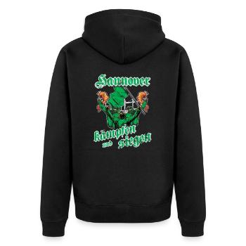 Hannover kämpfen und siegen - Unisex Premium Bio Zip Hoodie - Schwarz - Hinten - Nico (187cm)