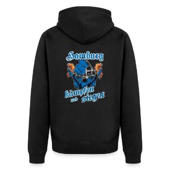 Hamburg kämpfen und siegen - Unisex Premium Bio Zip Hoodie - Schwarz - Hinten - Nico (187cm)