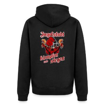 Ingolstadt kämpfen und siegen - Unisex Premium Bio Zip Hoodie - Schwarz - Hinten - Nico (187cm)