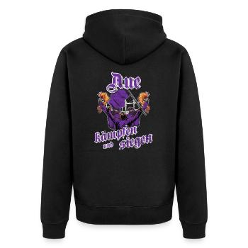 Aue kämpfen und siegen - Unisex Premium Bio Zip Hoodie - Schwarz - Hinten - Nico (187cm)