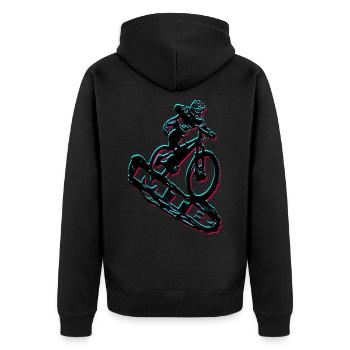 MTB Bike - Unisex Premium Bio Zip Hoodie - Schwarz - Hinten - Nico (187cm)