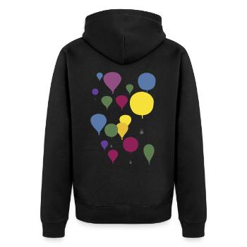 Bunte Ballone - Unisex Premium Bio Zip Hoodie - Schwarz - Hinten - Nico (187cm)
