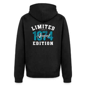 50th Birthday Original August 1974 Year 1974 - Unisex Premium Organic Zip Hoodie - black - Back - Nico (187cm)
