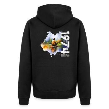 50ème Anniversaire Pêcheur Pêche 1974 Millésime 1974 - Veste à capuche bio Premium Unisexe - noir - Dos - Nico (187cm)