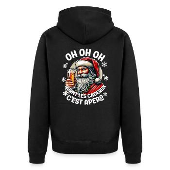 Vor den Geschenken heißt es Aperitif Weihnachtsmann Weihnachtsmann - Unisex Premium Bio Zip Hoodie - Schwarz - Hinten - Nico (187cm)