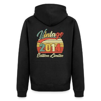 Cadeau D'anniversaire Vintage 2014 Édition Limitée - Veste à capuche bio Premium Unisexe - noir - Dos - Nico (187cm)