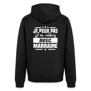Je peux pas j'ai câlins avec marraine - Veste à capuche bio Premium Unisexe - noir - Dos - Nico (187cm)