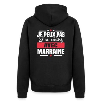 Je peux pas j'ai câlins avec marraine - Veste à capuche bio Premium Unisexe - noir - Dos - Nico (187cm)