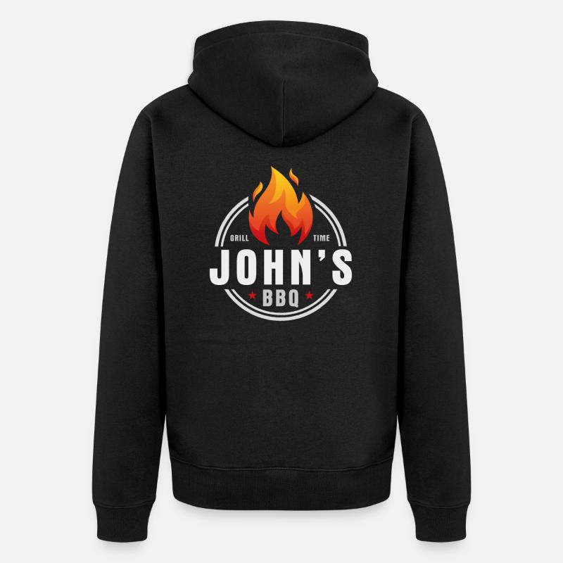 Johns BBQ - Unisex Premium Bio Zip Hoodie - Schwarz