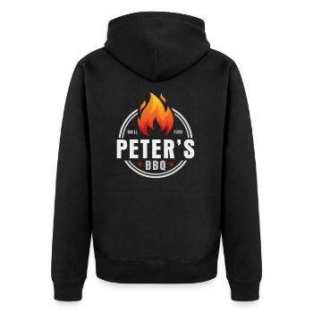 Peters BBQ - Unisex Premium Organic Zip Hoodie - black - Back - Nico (187cm)
