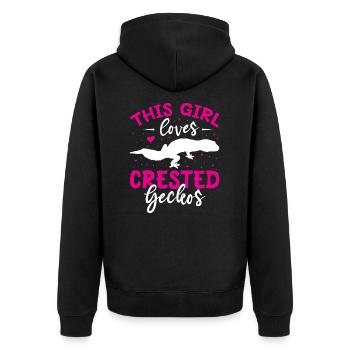 Crowned Gecko Crested Gecko Double Finger Gecko - Unisex Premium Organic Zip Hoodie - black - Back - Nico (187cm)