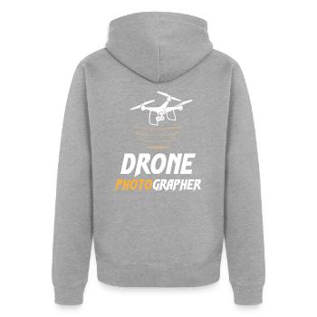 Drone Photographer - Unisex Premium Bio Zip Hoodie - Grau meliert - Hinten - Nico (187cm)