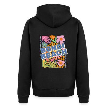 Der Sommer in Bondi Beach ist gut in Australien - Unisex Premium Bio Zip Hoodie - Schwarz - Hinten - Nico (187cm)