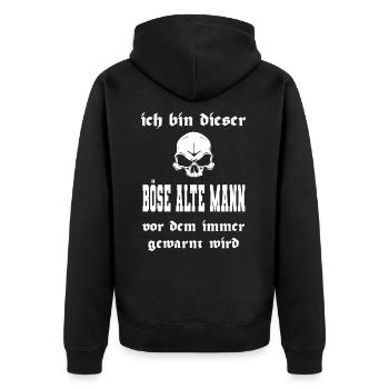 Böser Alter Mann - Unisex Premium Bio Zip Hoodie - Schwarz - Hinten - Nico (187cm)