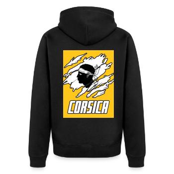 Korsika Insel - Unisex Premium Bio Zip Hoodie - Schwarz - Hinten - Nico (187cm)