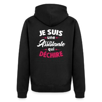 Je suis une assistante qui déchire - Veste à capuche bio Premium Unisexe - noir - Dos - Nico (187cm)