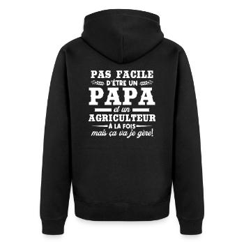 Papa et un agriculteur - Veste à capuche bio Premium Unisexe - noir - Dos - Nico (187cm)