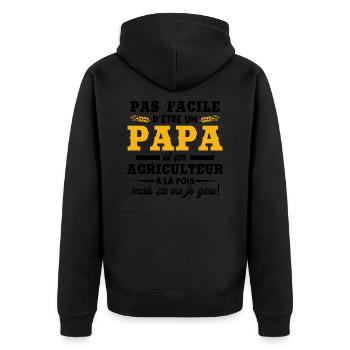 Papa et un agriculteur - Veste à capuche bio Premium Unisexe - noir - Dos - Nico (187cm)